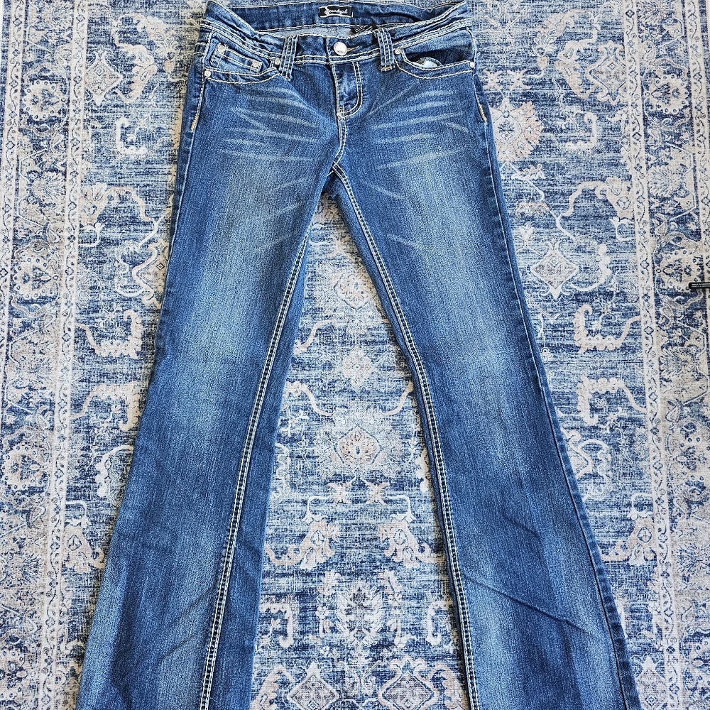 Soundgirl Flair Silver Embellished Jeans Size 9